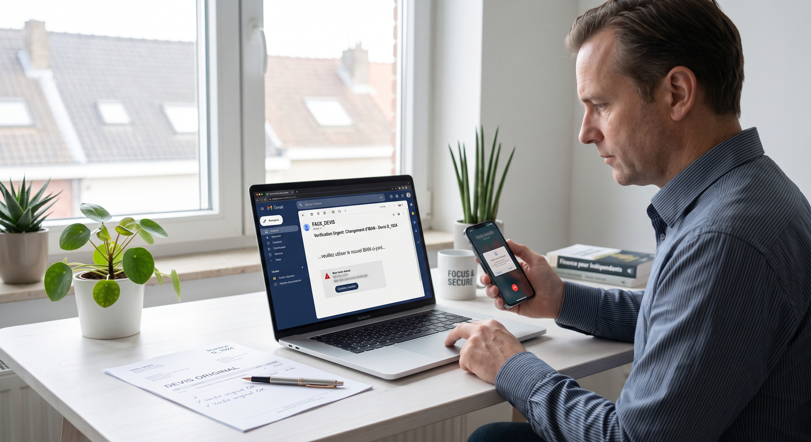 Illustration d'un faux devis reçu par email