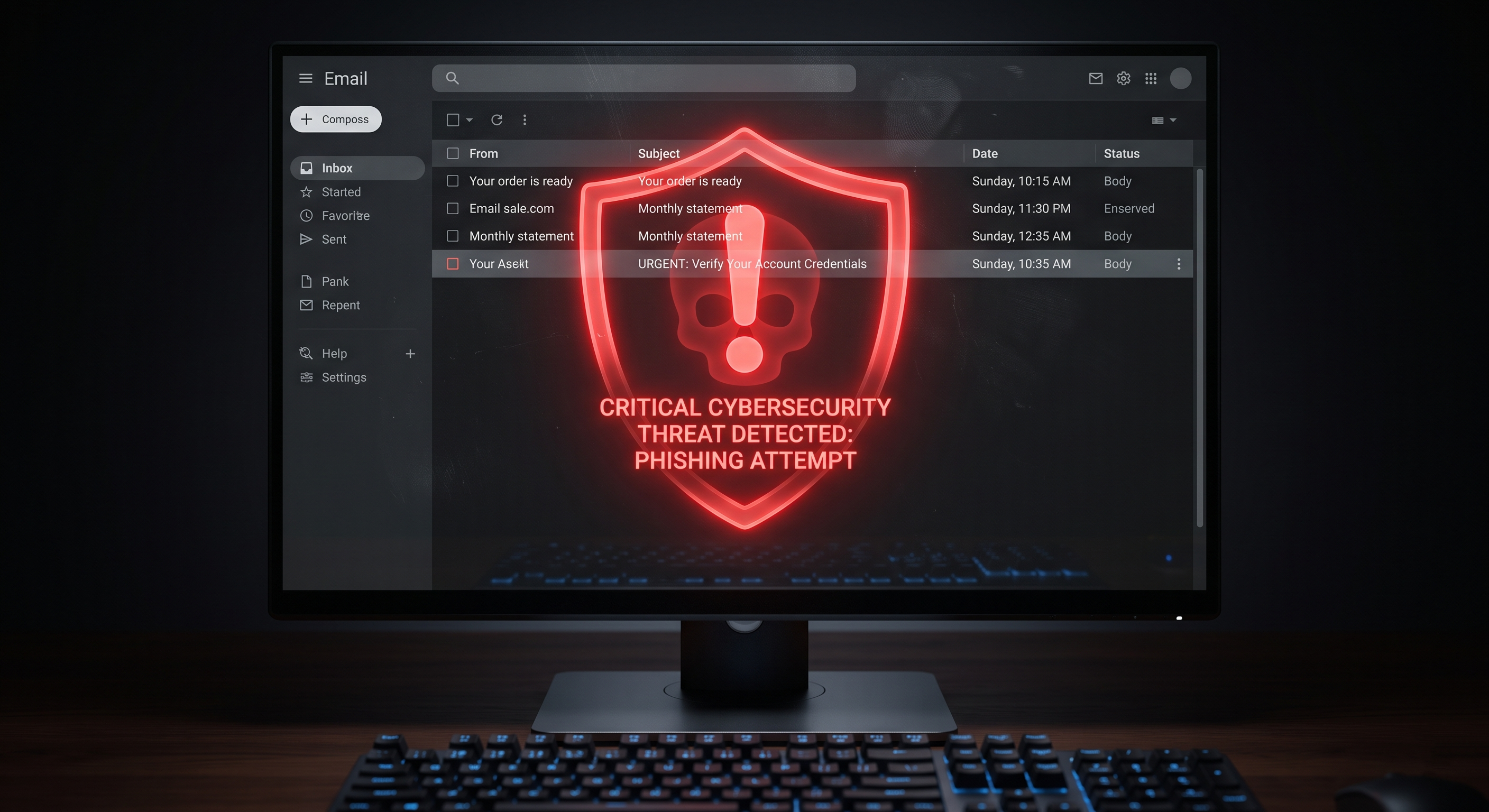 Alerte de sécurité sur un e-mail de phishing