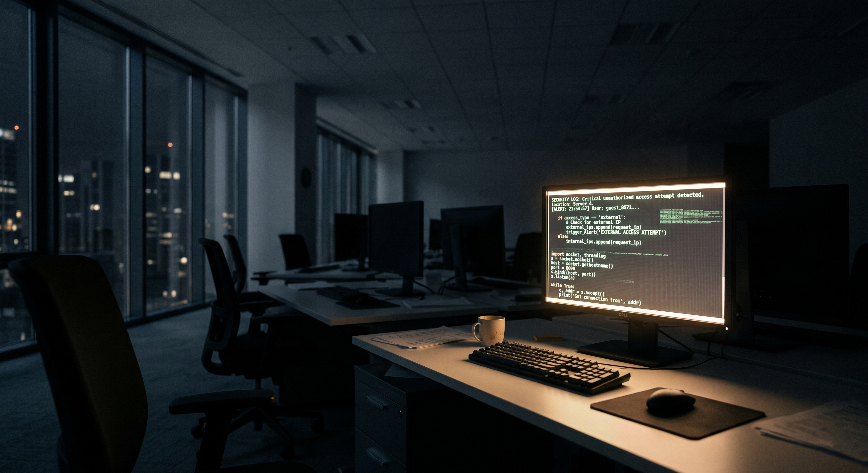 Bureaux vides dans le noir
