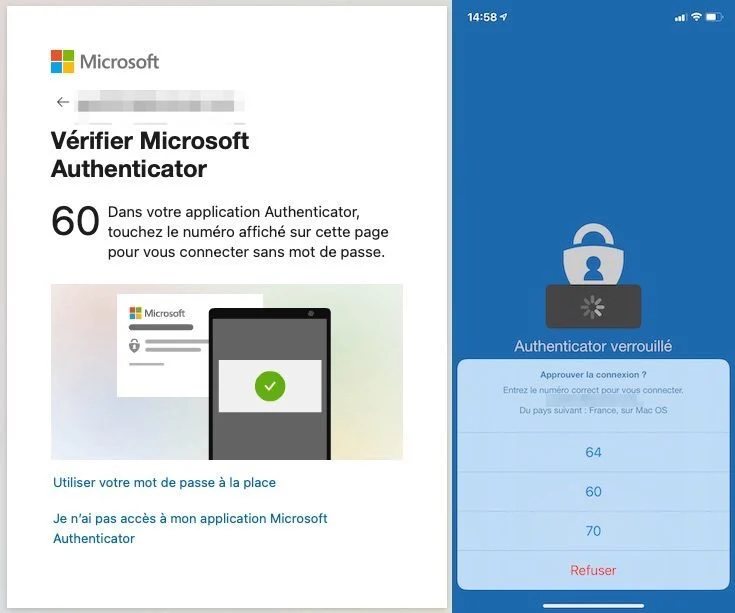 Interface Microsoft Authenticator